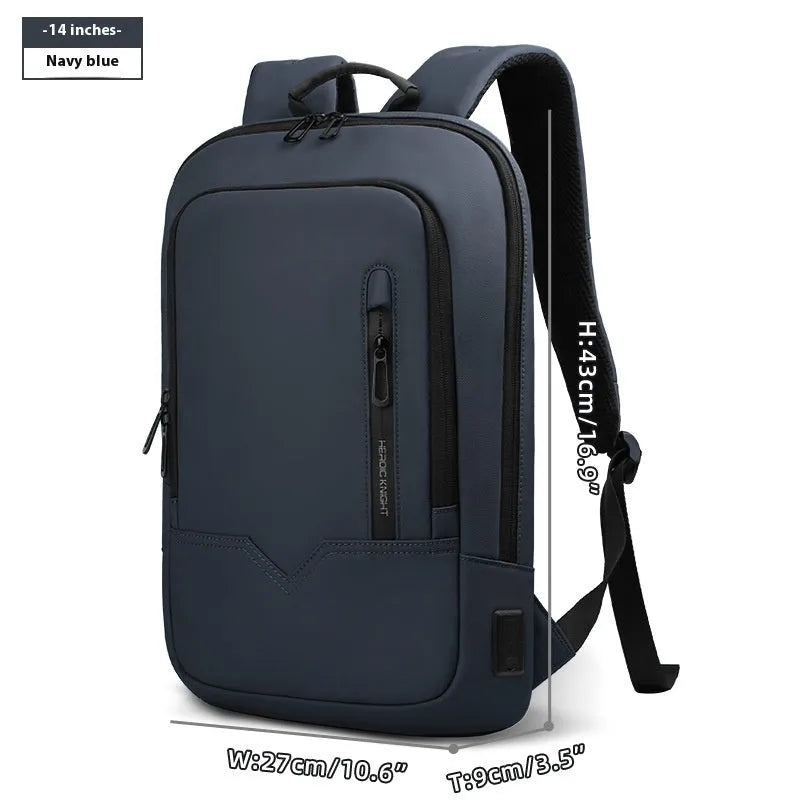Lightweight polyester computer backpack with USB charging port in various colours