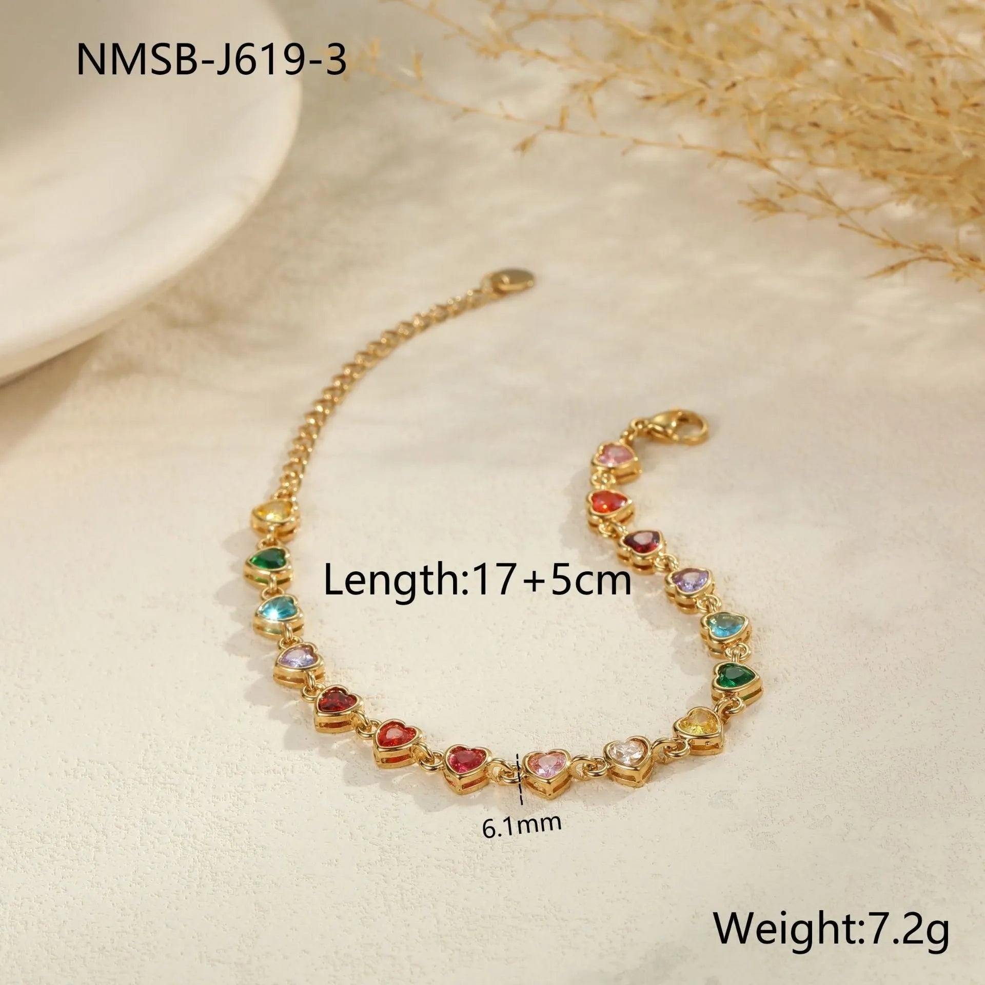 Women's stainless steel bracelet with geometric shapes in gold or silver electroplated finish