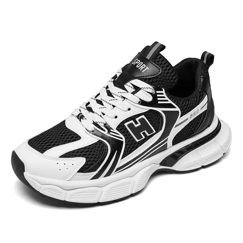 Men's mesh casual running shoes with injection moulded plastic sole in solid colours