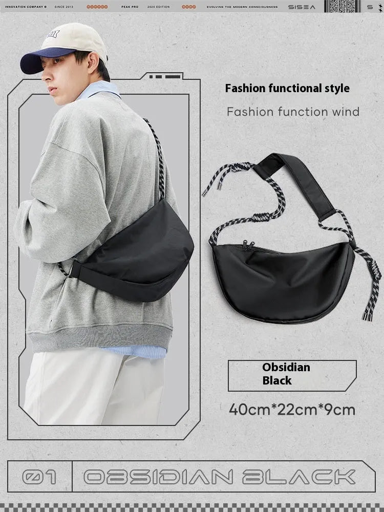 Men's lightweight nylon messenger bag in urban simplicity style with large capacity