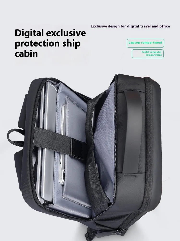 Graphite Gray USB business backpack with Oxford cloth exterior and charging port