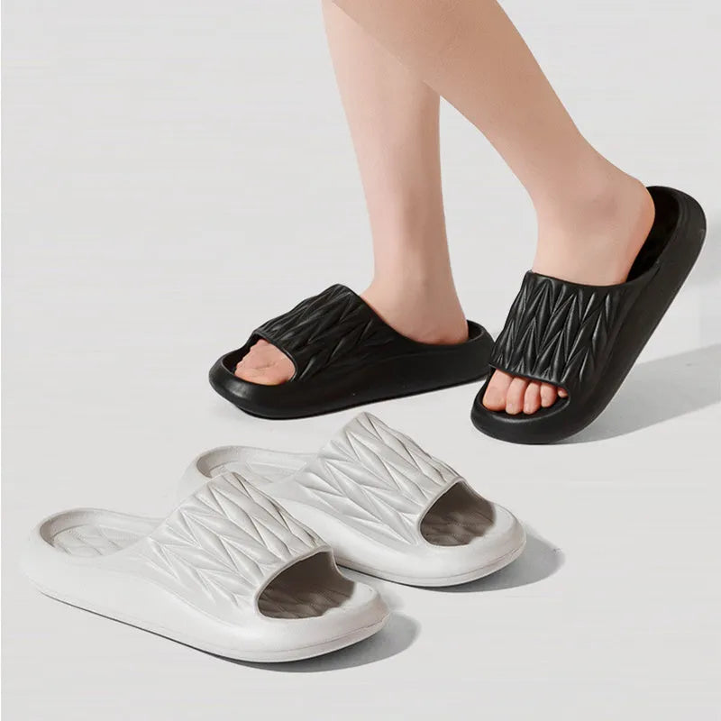 Leaf texture design EVA household slippers with non-slip soles in multiple colour options
