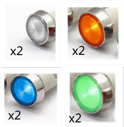 10mm stainless steel edge panel mount indicator light with wire in six colour options