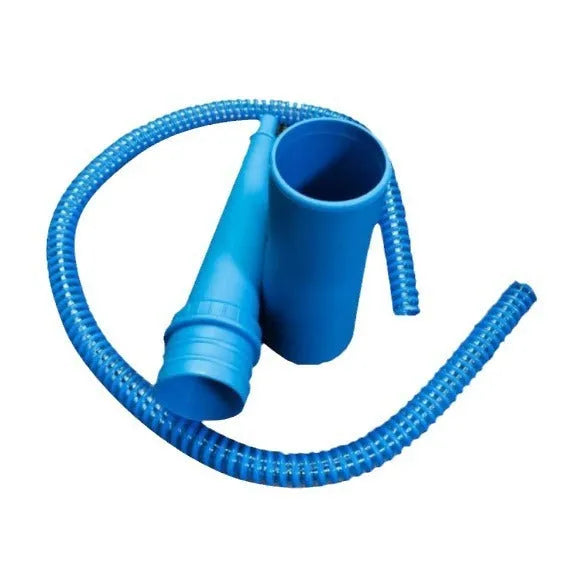Blue suction pipe appliance cleaning tool with round head, 114cm length, includes three blue opp bags