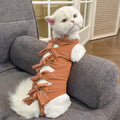 Lace-up polyester cat sterilisation clothing in blue colour showing adjustable fastening system for postoperative recovery