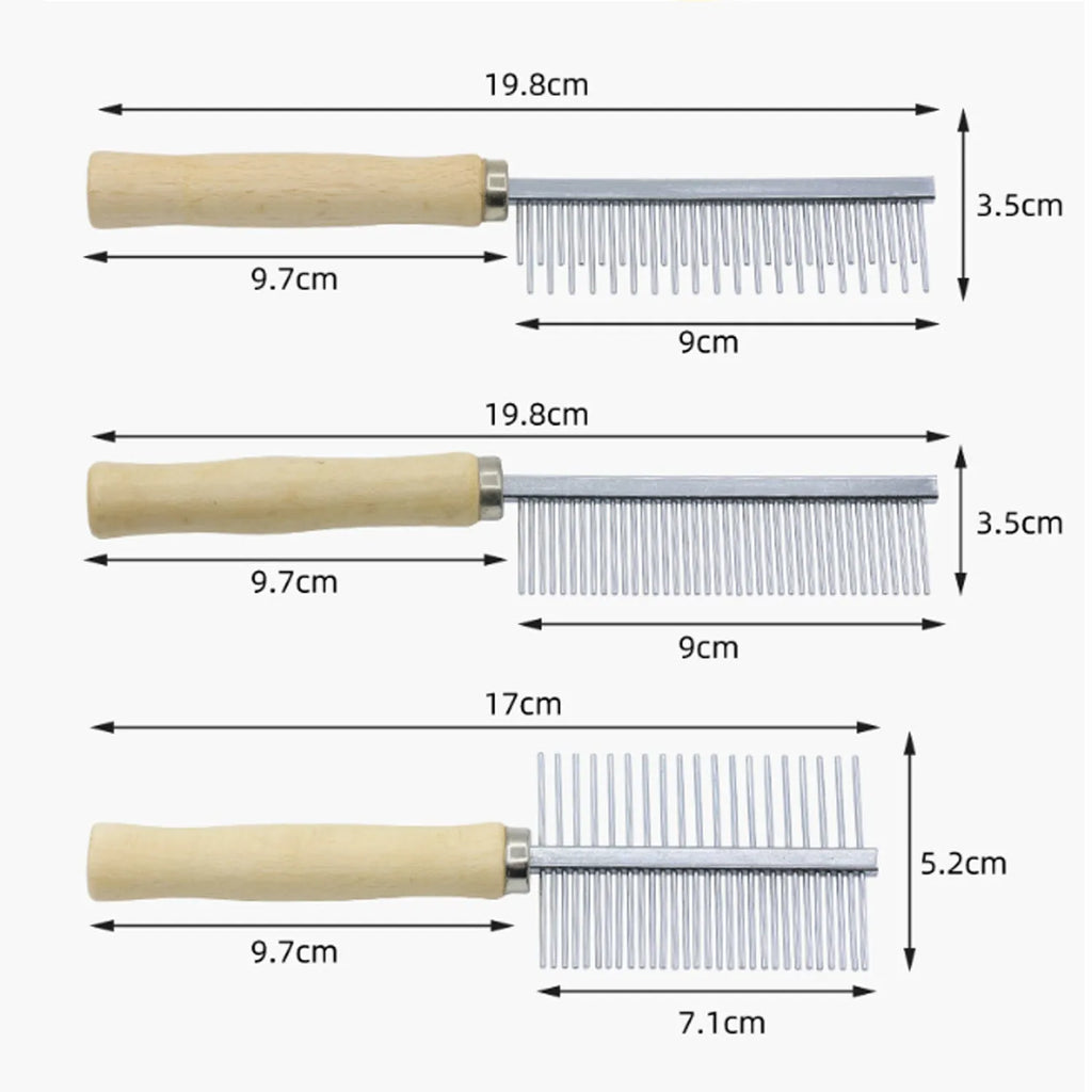Wooden handle pet grooming comb with metal teeth for dogs and cats