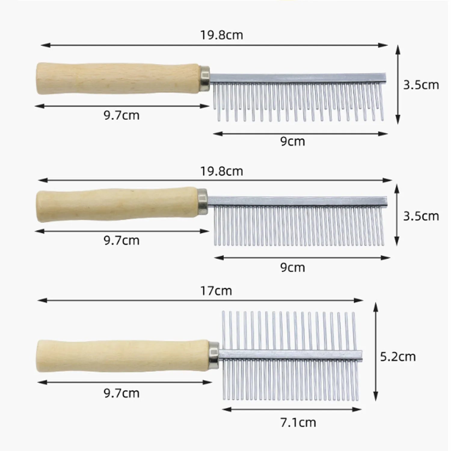 Wooden handle pet grooming comb with metal teeth for dogs and cats