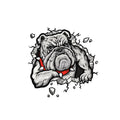 Grey dog pattern motorcycle decorative sticker showing 17x17cm dimensions with custom sizing option