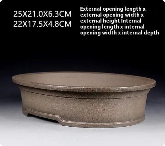 Handmade oval purple sand ceramic bonsai pot for succulent displays