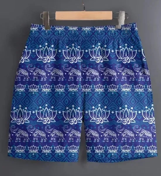 Men's striped polyester casual shorts for outdoor sports and leisure activities