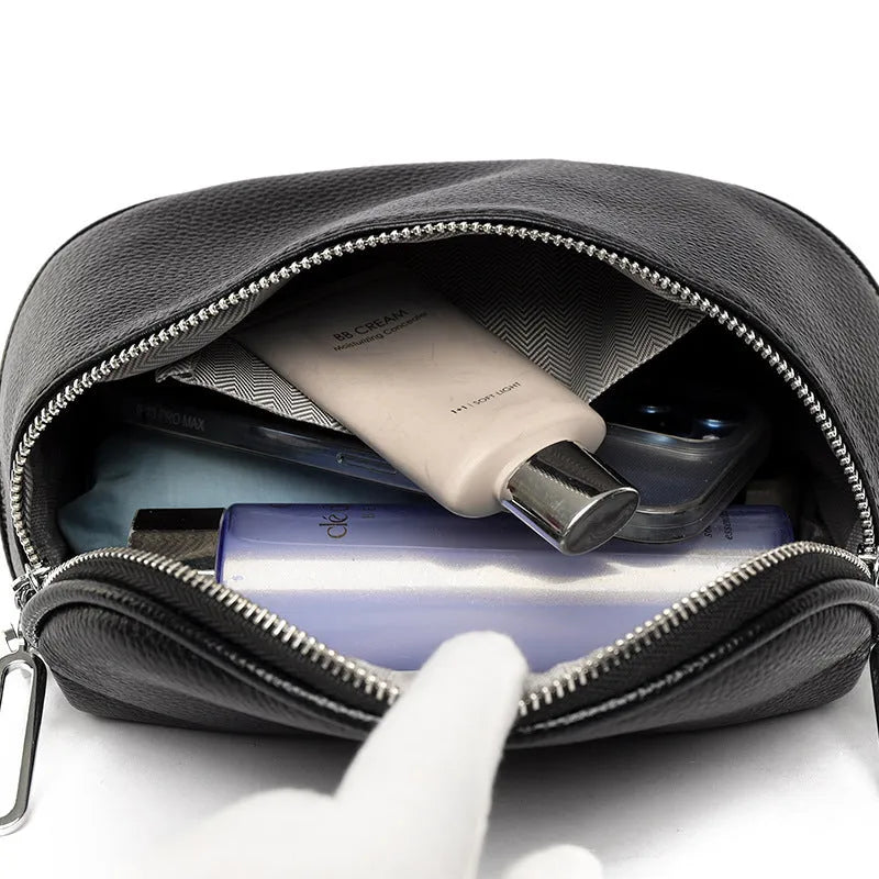 Women's soft PU leather messenger bag in saddle shape with crossbody strap and outer pocket
