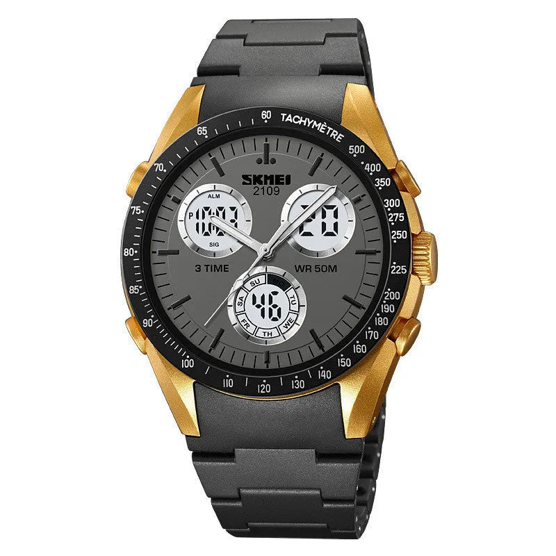 Electronic casual watch with a resin mirror and TPU strap, shown in Army Green camouflage colour.