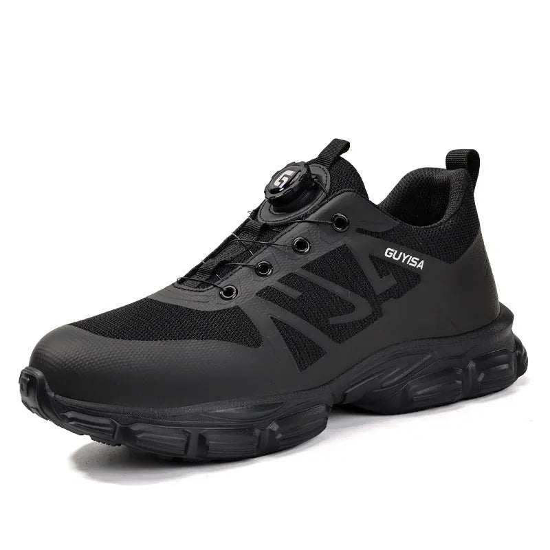 Lightweight flyknit safety shoes with steel toe cap in colour LB3117BK