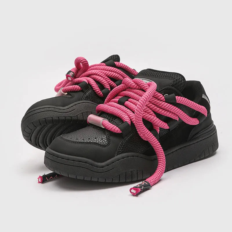 Low-top casual lace-up shoes in Denim Blue with a round toe and flat rubber sole