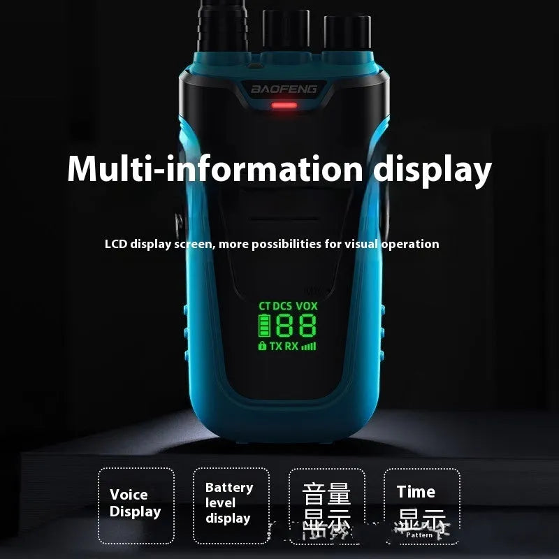 Red and yellow hotel restaurant intercom pager showing compact 95mm size with USB charging port