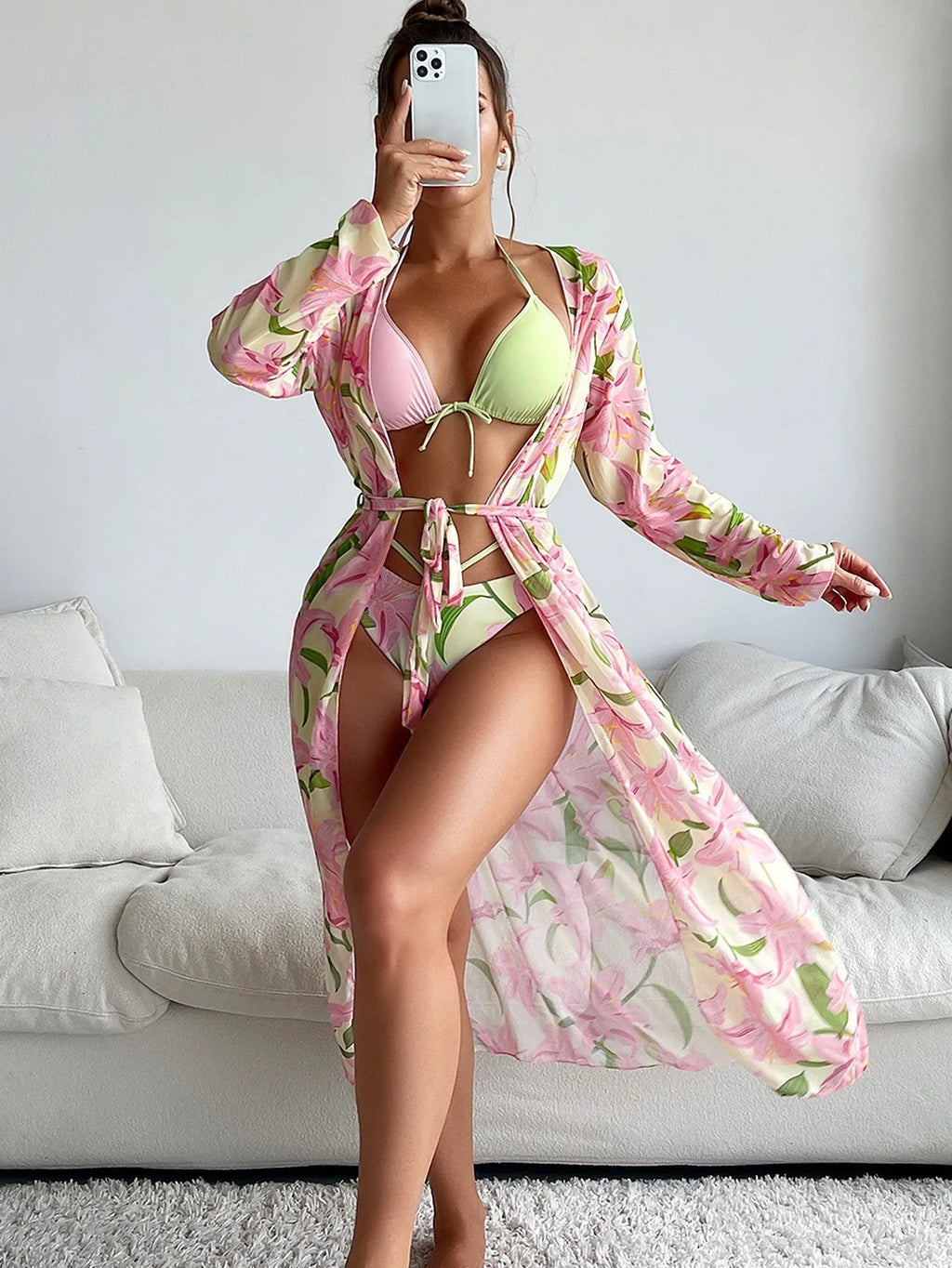 Women's printed quick-dry swimsuit bikini in European style