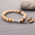 Wood colour stone handmade bead bracelet with European American retro simple design