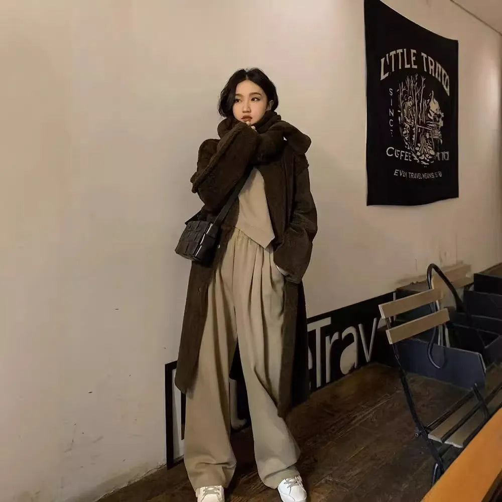 Women's casual sports suit set in khaki colour with top and trousers