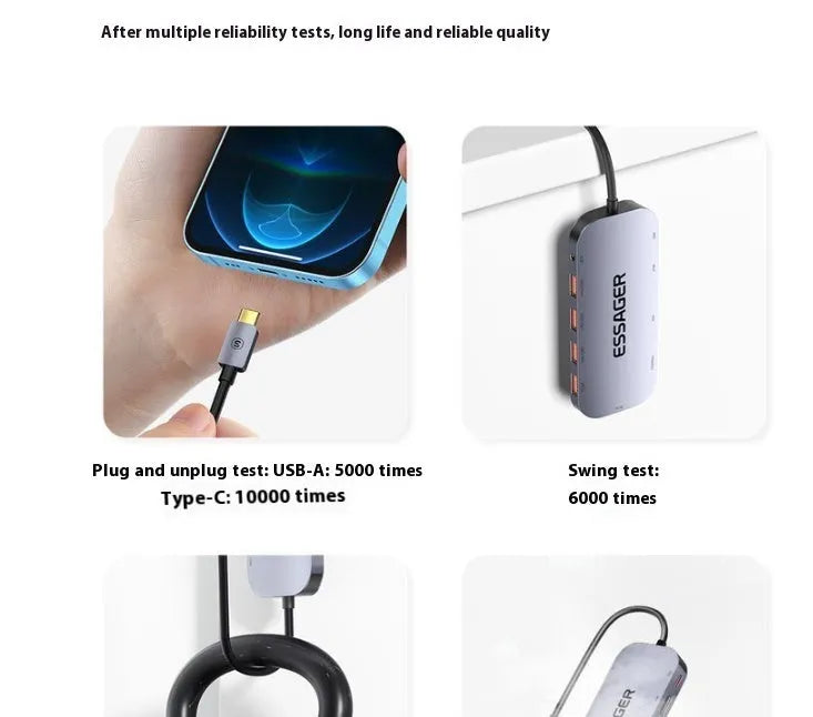 11-in-1 Type-C expansion hub with Gigabit Ethernet port and 20cm cable for laptop connectivity
