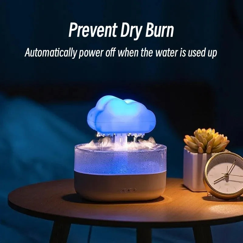 Rain cloud night light humidifier with 7 colour LED and water drop sound