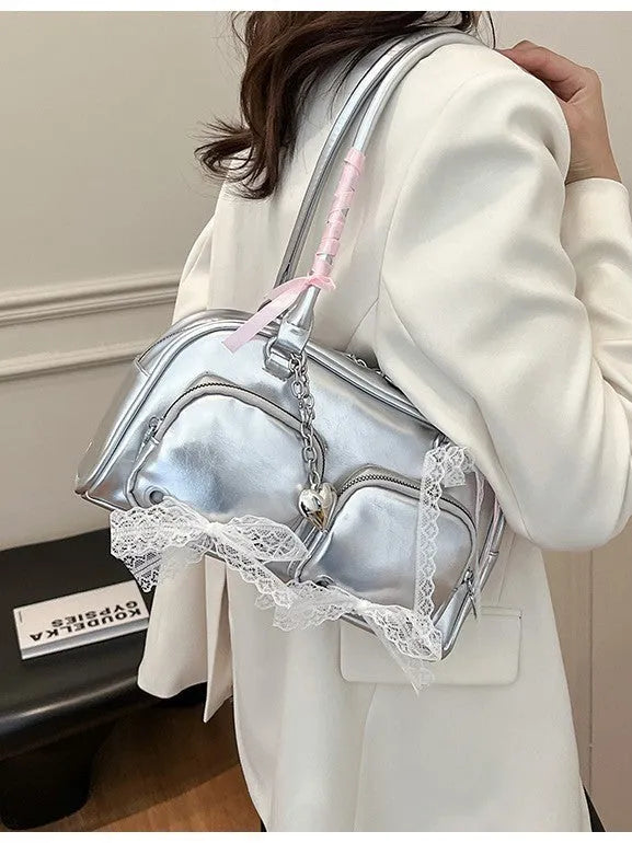 Large capacity casual shoulder bag in soft PU material with cross-body design and mobile phone pocket