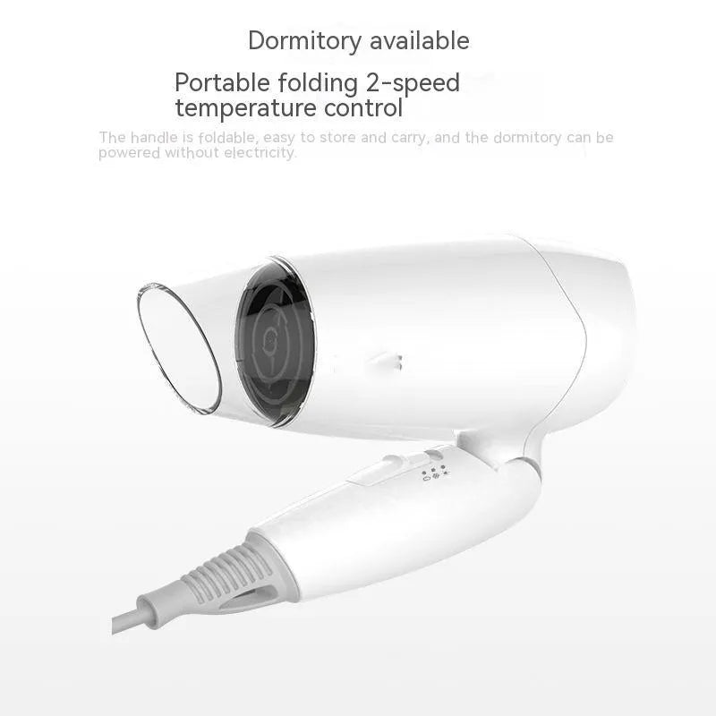 Moon White portable hair dryer with 1400W power and automatic overheating protection for household and travel use