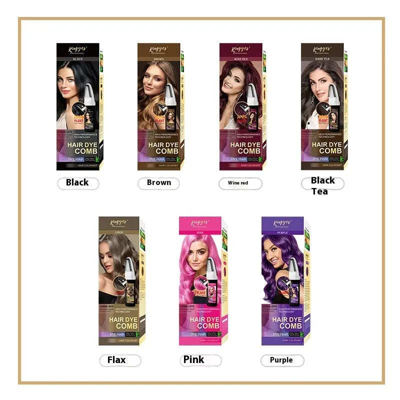 Easy Colour hair dye comb applicator for temporary hair colour in Brown, Dark Brown, and Wine Red shades.