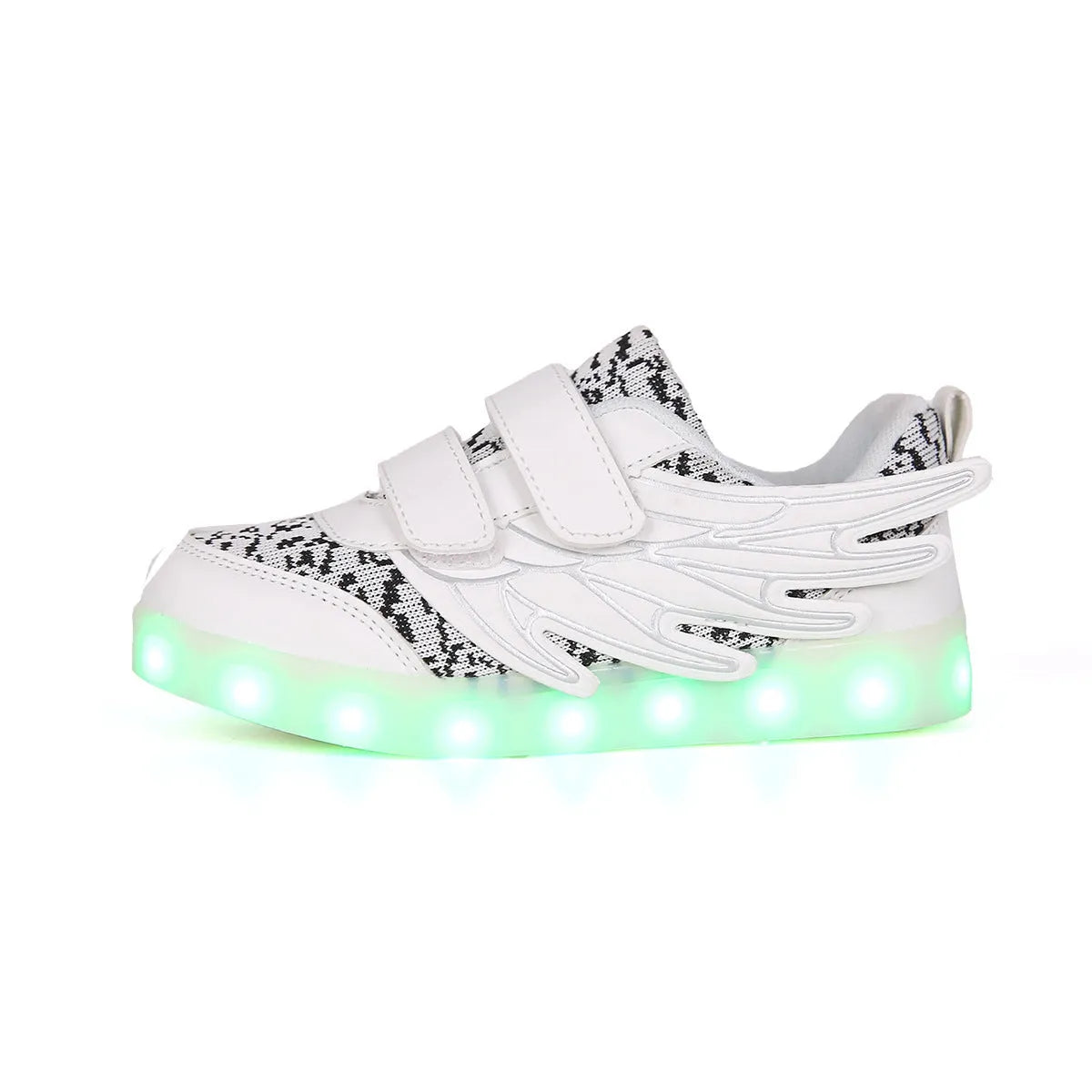Children's plum red and white USB rechargeable LED light shoes with hidden colour switch
