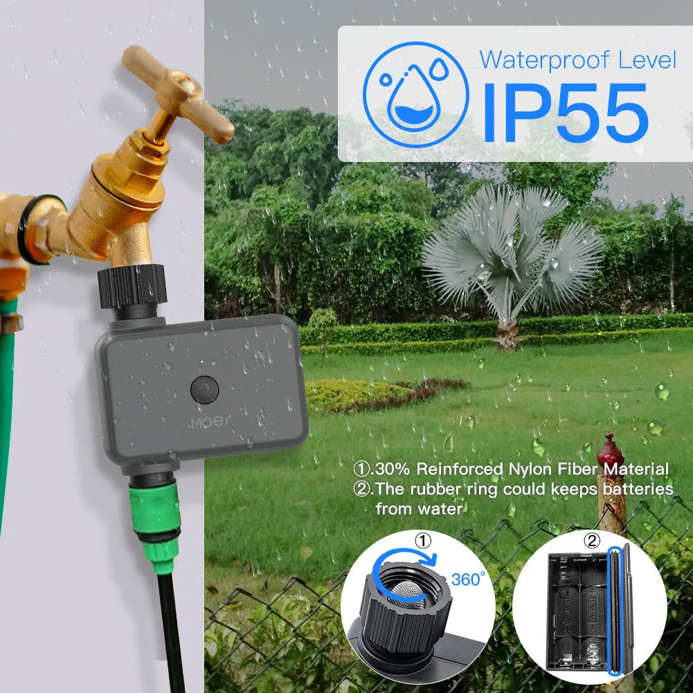 Bluetooth garden sprinkler timer with smartphone app control for automated watering schedules