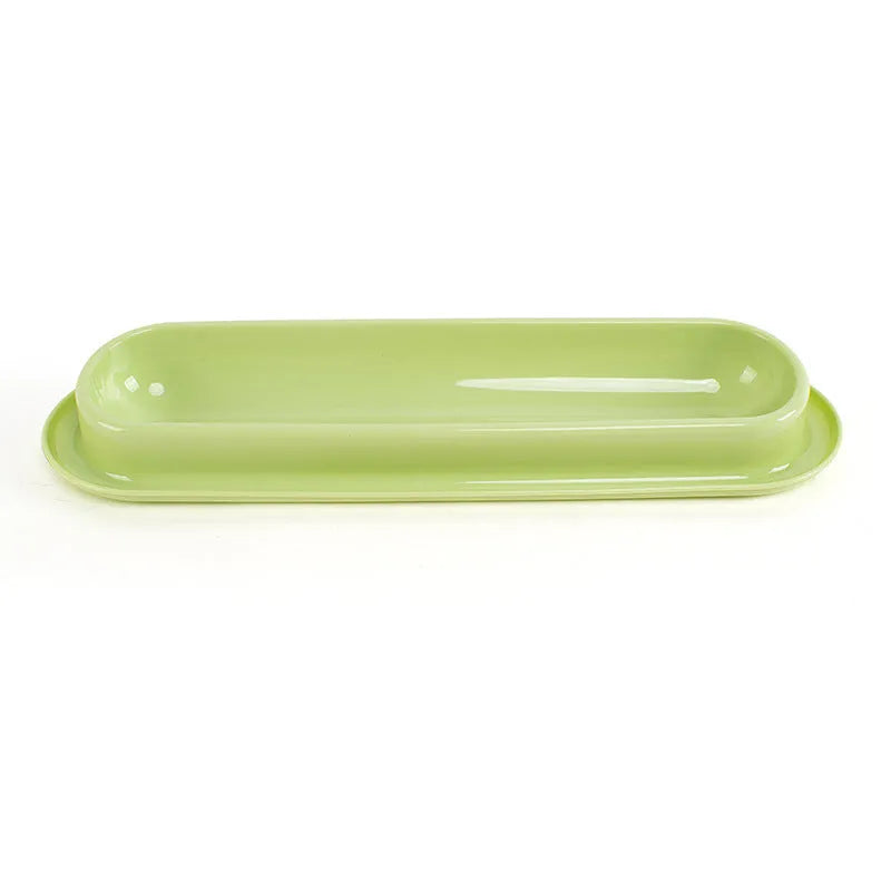 Set of four green pet feeding bowls with non-slip bases for cats and dogs