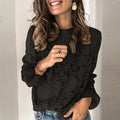 Women's hollow lace shirt with street style design in five colour options showing collage/splicing craft detail