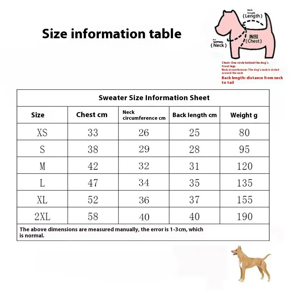 Wool dog sweater for winter in monochrome or two-tone colours available in six sizes