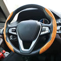 Artificial leather steering wheel sleeve with peach wood grain pattern for 38cm diameter steering wheels