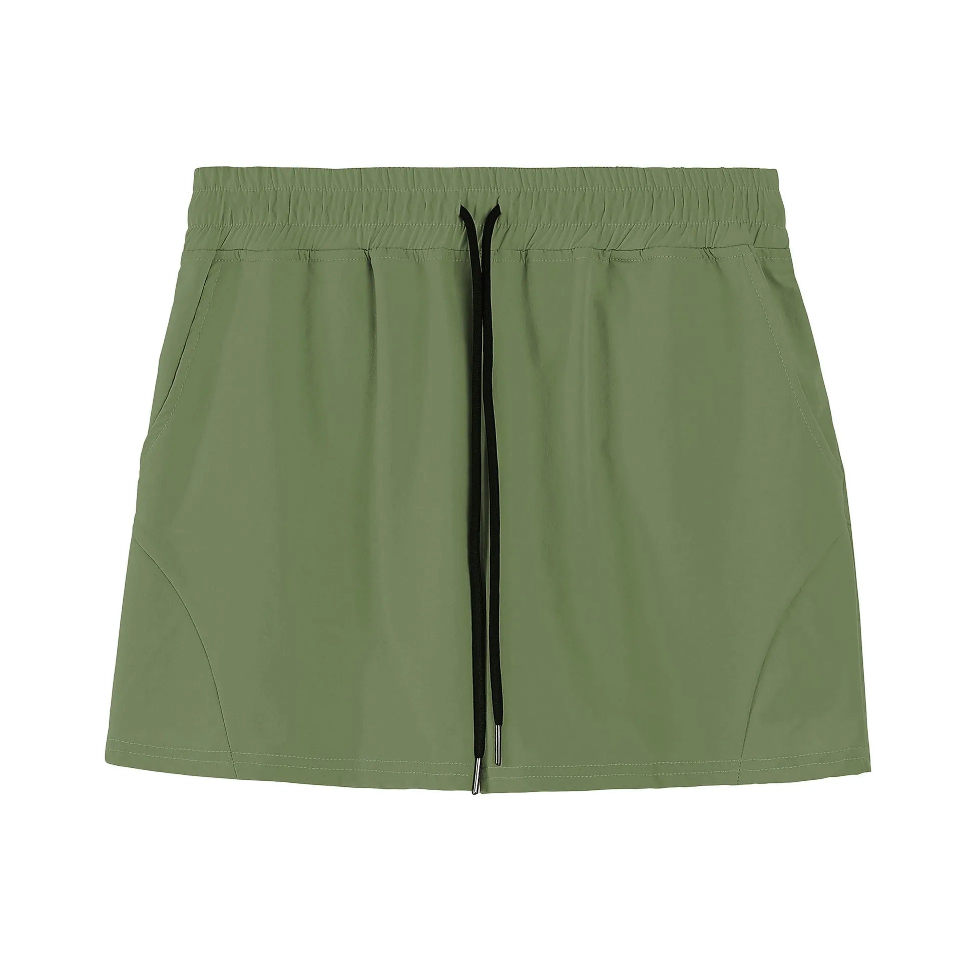 Men's thin grey polyester basketball shorts with an elastic waistband, shown in an athletic context.