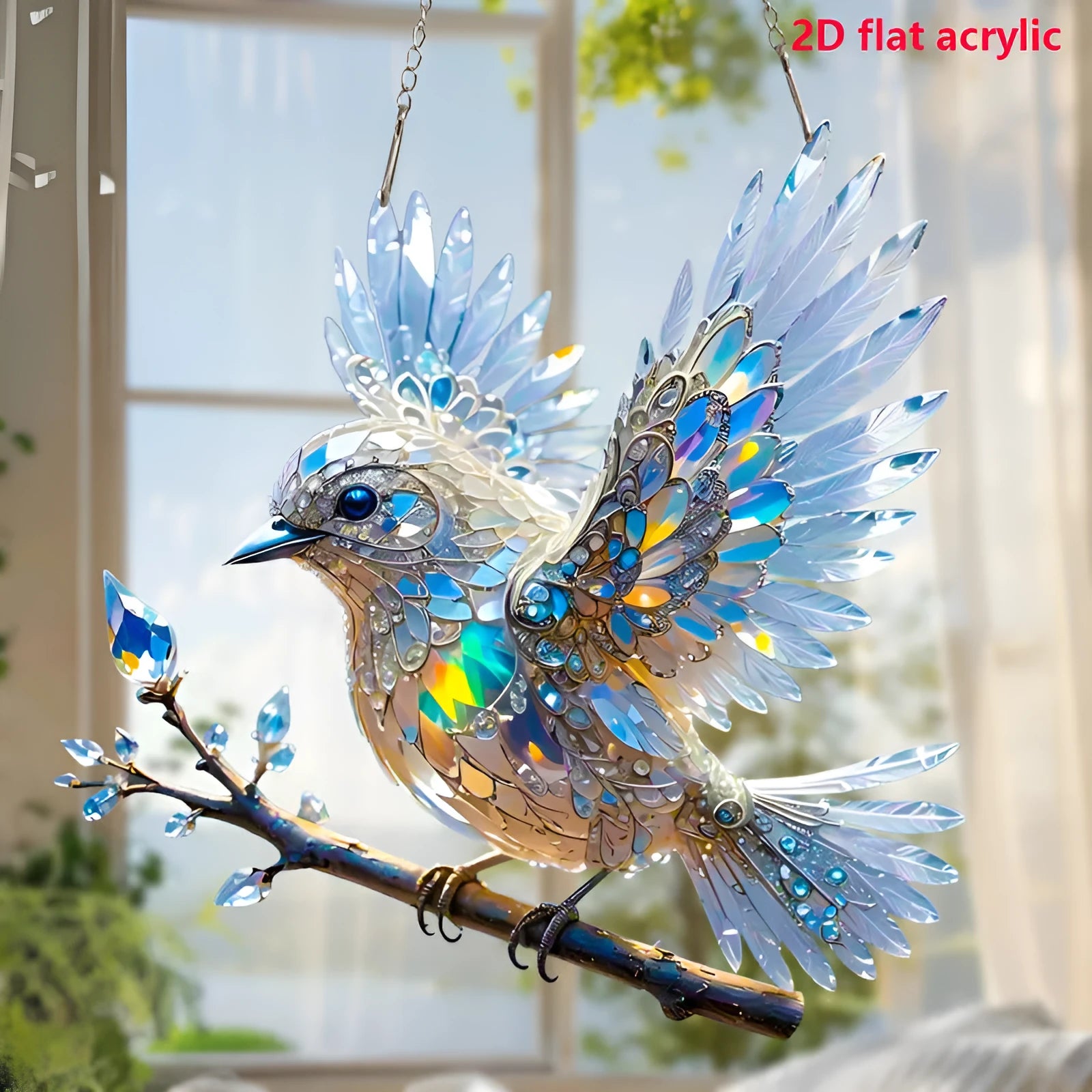 Cartoon bird pendant decoration made from acrylic with UV printing in 15cm or 20cm sizes