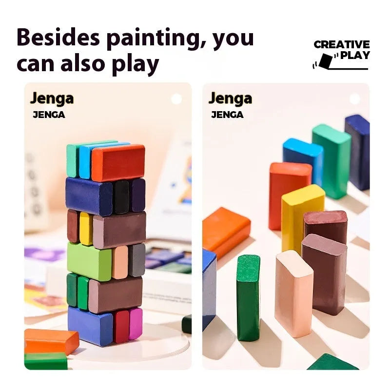 Children's beeswax crayon set 18 colours in colour box for beginner art painting