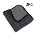 Grey microfiber car drying towel laid flat showing 40x40cm size.