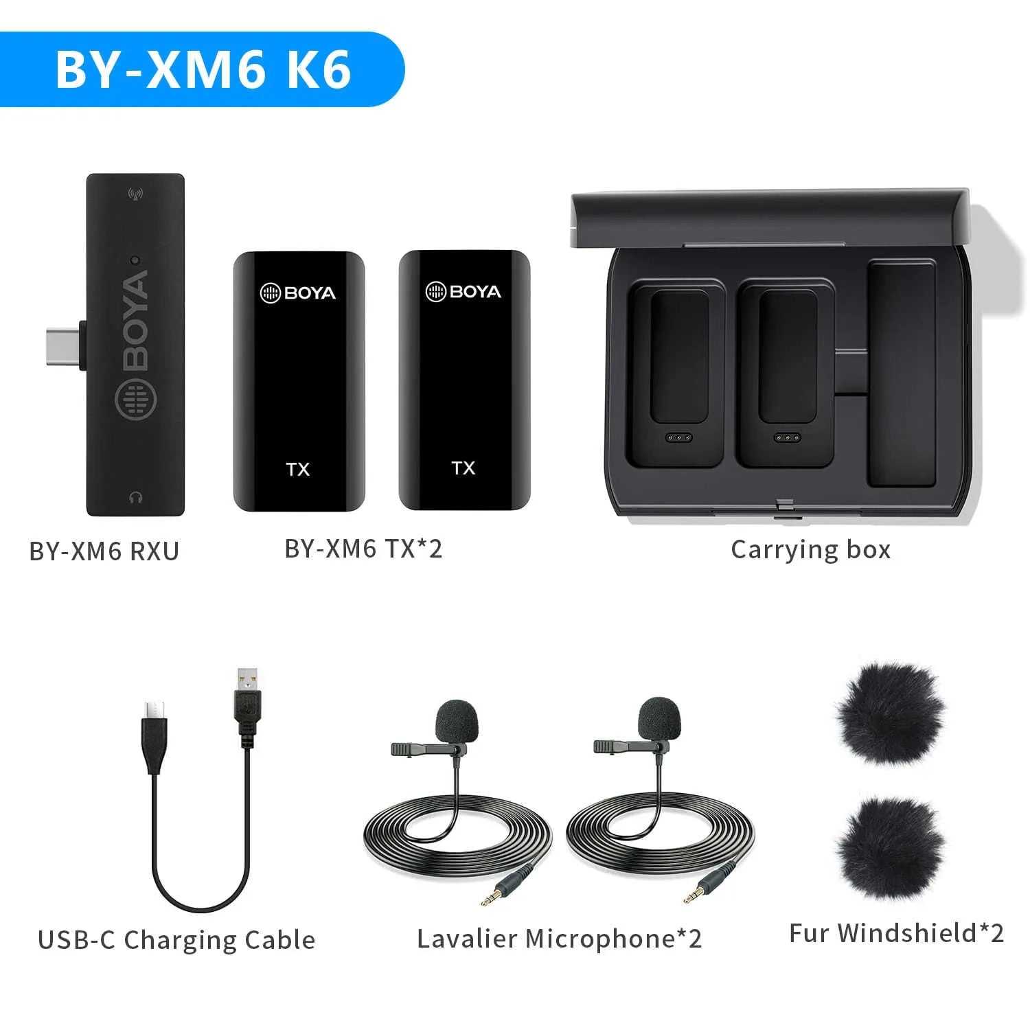 BY-XM6 S1 clip-on wireless microphone for mobile phone and SLR camera with built-in lithium battery