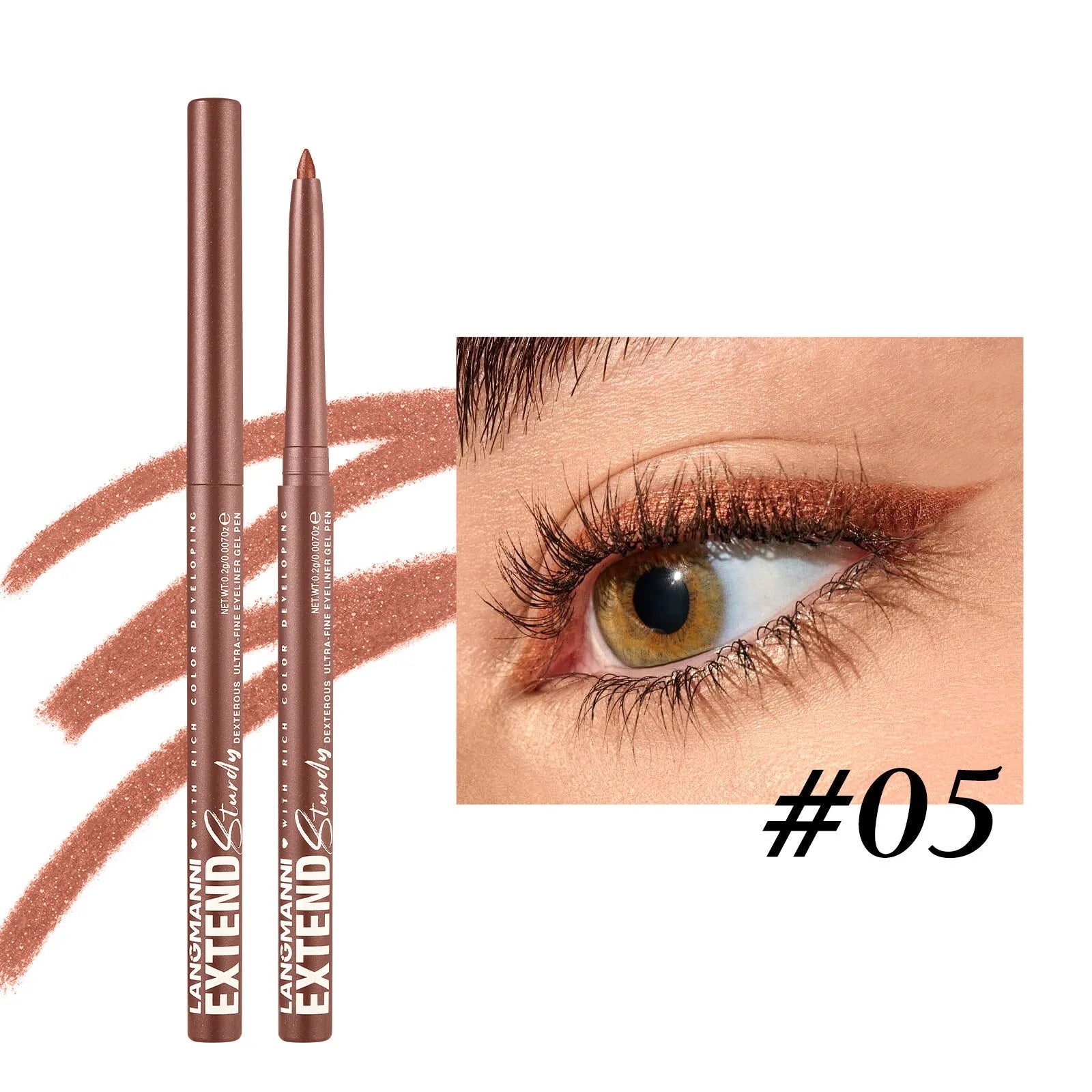 Set of 12 colourful gel glitter eyeliner pencils with matte, glitter, metallic, and pearl finishes