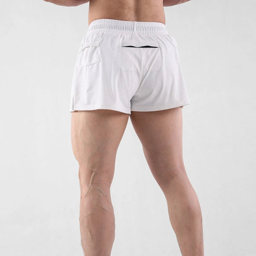 Men's black quick-drying nylon summer shorts with mid-waist design for sports and leisure wear