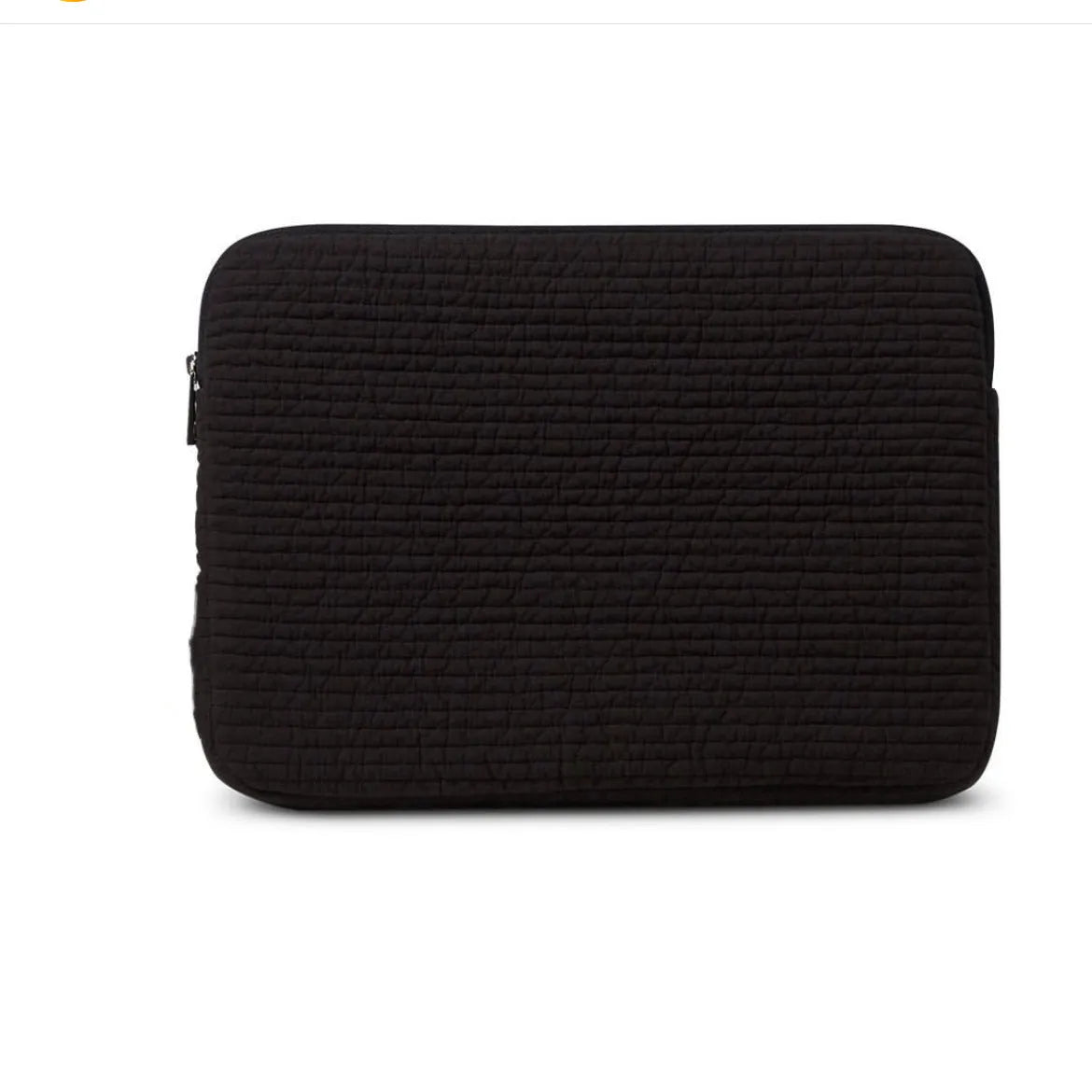 Black and white anti-seismic cotton cloth laptop bag for tablets, shown with a coin pocket.
