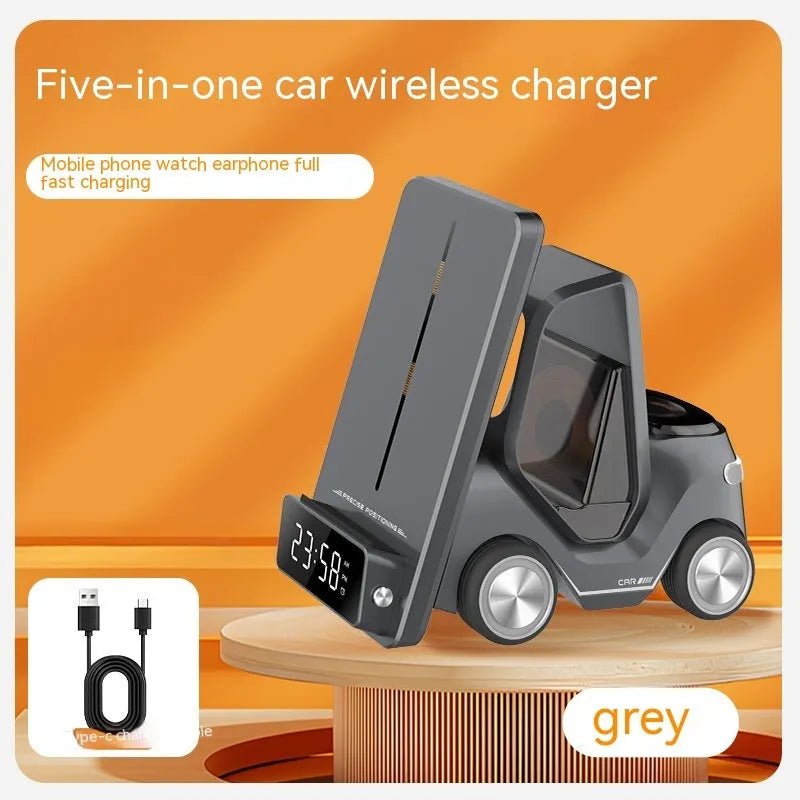 Three-in-one 15W wireless charging bracket in grey, white, yellow or orange colours