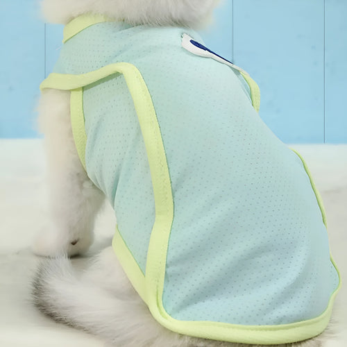 Lightweight polyester cat vest in sports style, available in grass green and taro purple colours