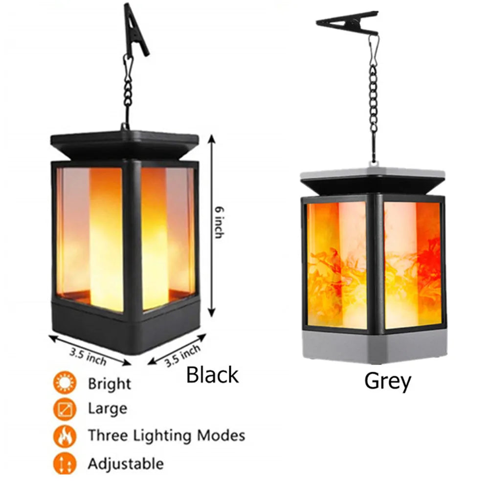 Antique flame design outdoor solar LED street lamp in black or grey