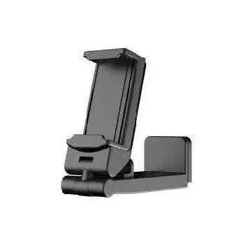 Foldable rotating universal phone holder in black, grey, or green colour showing its adjustable clamp and legs.