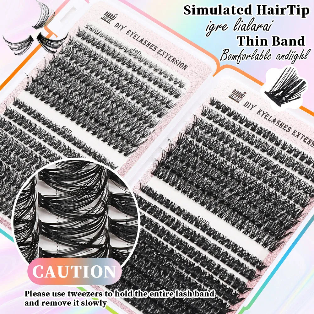 32 rows of eyelashes book cluster 640 segmented lashes set with Style1 and Style2 options