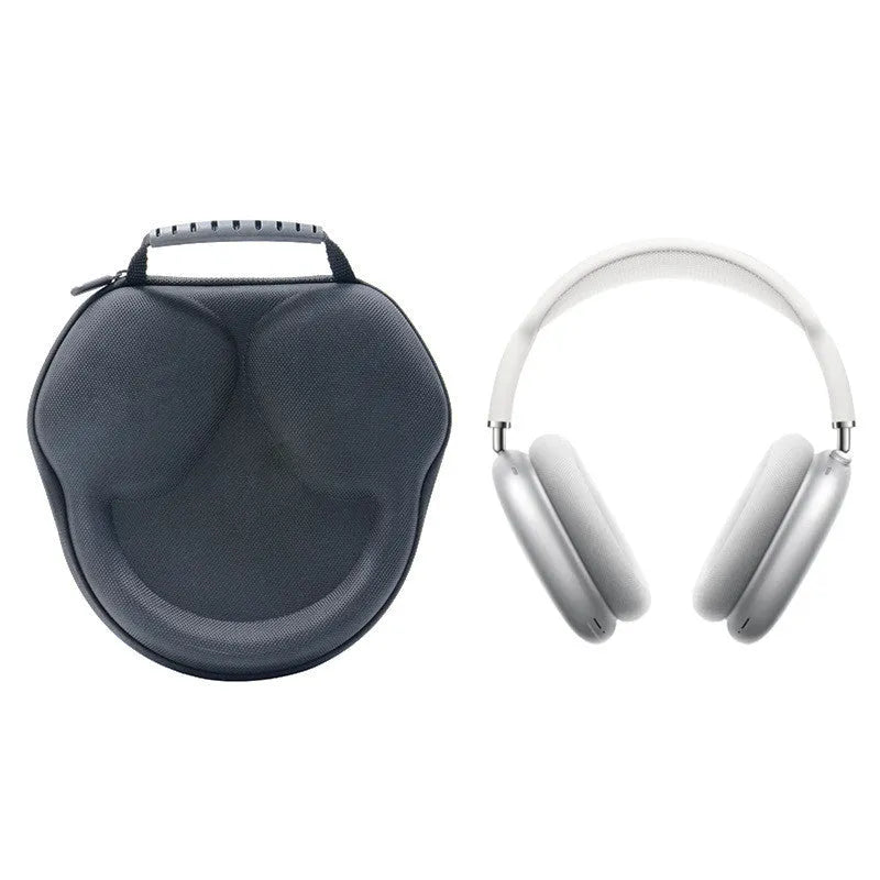 Black shockproof headphone storage bag made from EVA and Oxford cloth measuring 22 by 21 by 5.5 centimetres