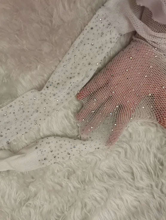 Women's diamond pattern fishnet mesh socks in black, skin colour, or white