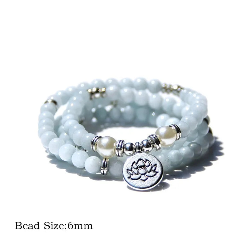Vintage natural stone bracelet for women featuring a lotus design on a geometric setting.