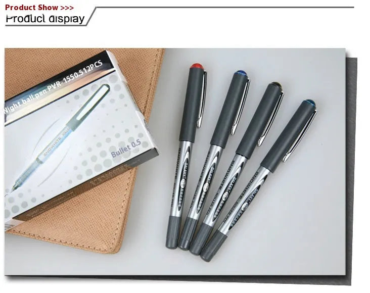 Water-based quick-drying pen with 0.5mm tip in black blue red and ink blue colours